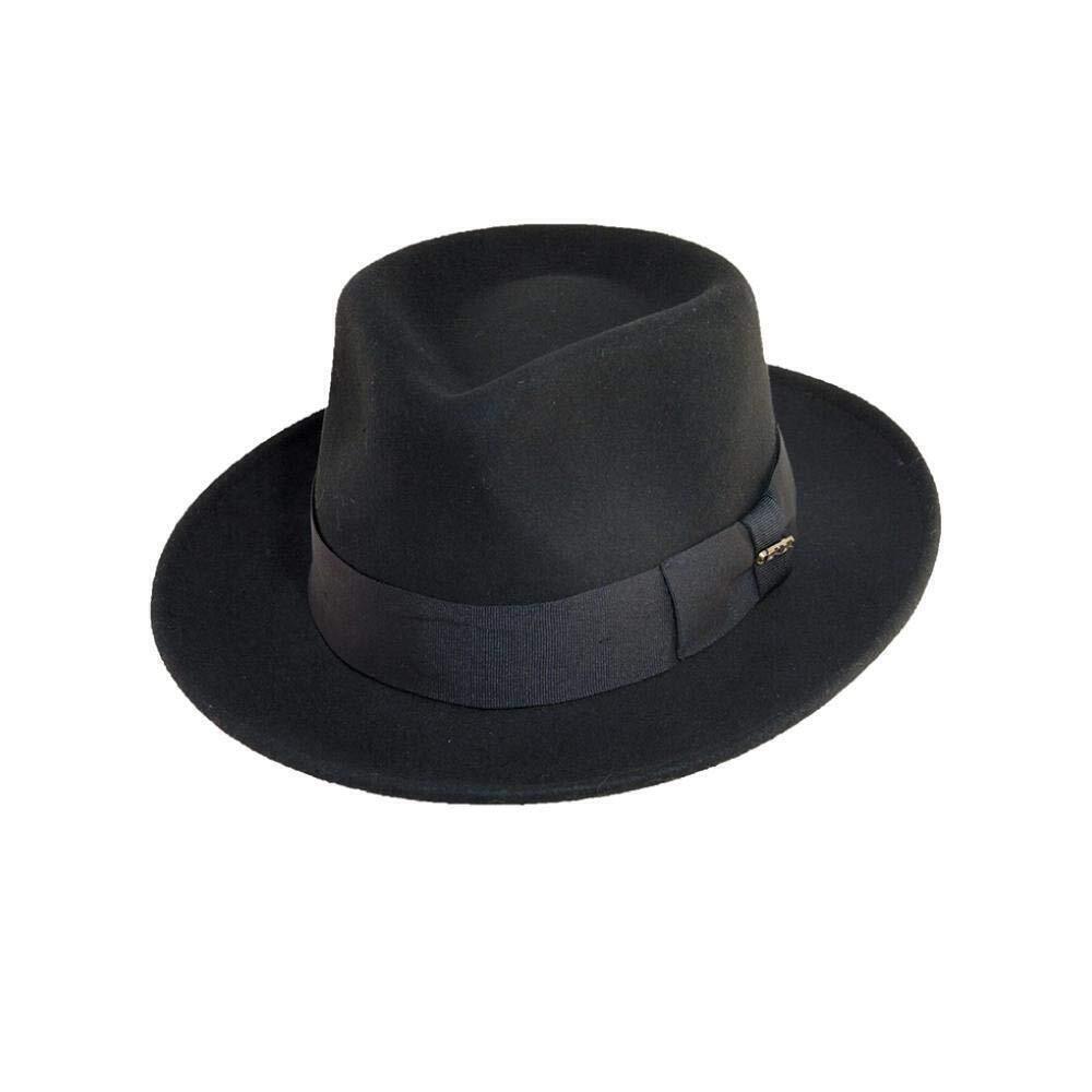 6211 Classico 's Crushable Water Repelant Wool Felt Fedora Hat Black